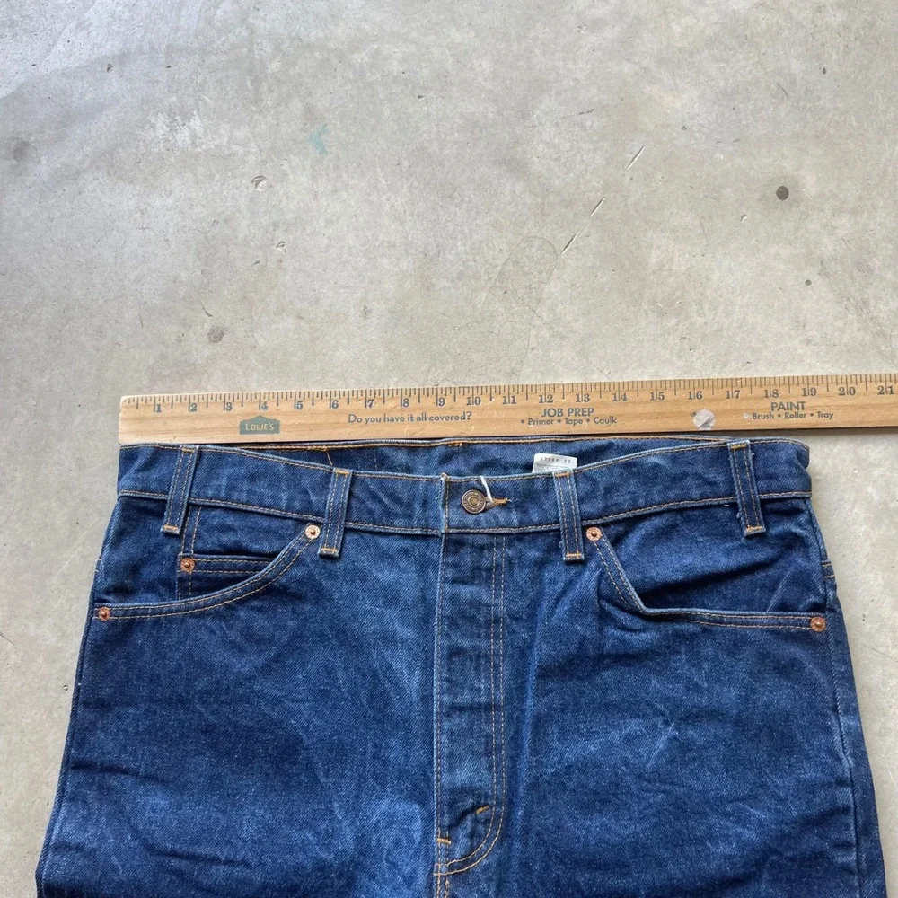 Vintage Levis 517 Orange Tab Mens 38x34 Dark Wash Bootcut Jeans Made in USA 90s